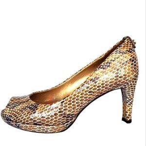 Stuart Weitzman Patent Pump Snake Print Neutral Size 6